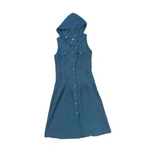 Y2K navy a line utility style dress with detachable hood - size small from JJ
